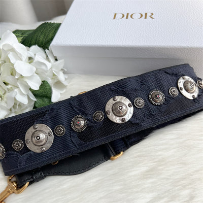 Dior Embellished Studded Strap in Navy Canvas AGHW