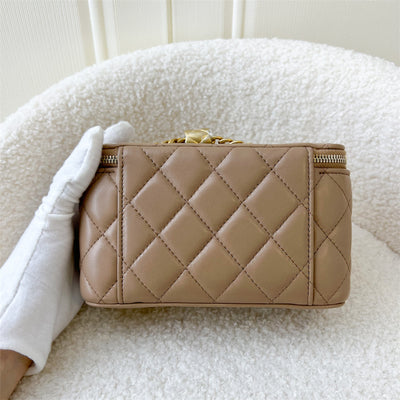 Chanel 22K Adjustable Chain Small Vanity in Dark Beige Lambskin AGHW