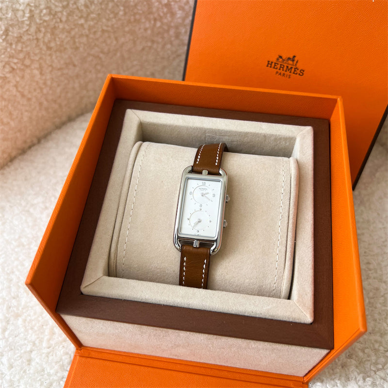 Hermes Nantucket Dual Time watch, Large model, 39 mm with Etoupe Strap