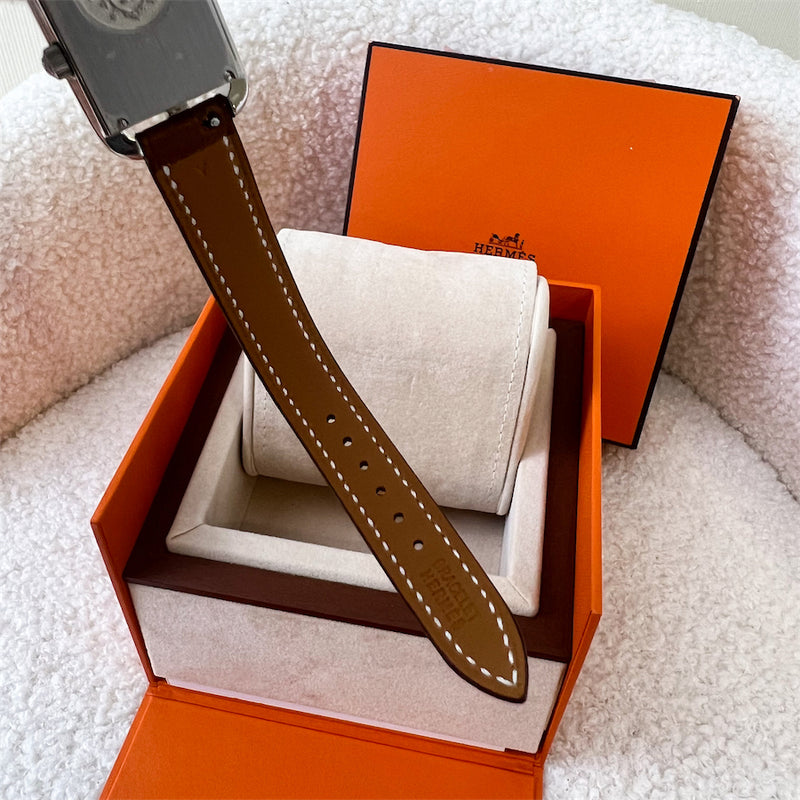 Hermes Nantucket Dual Time watch, Large model, 39 mm with Etoupe Strap