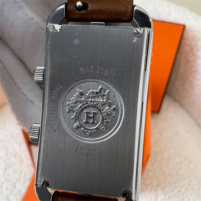 Hermes Nantucket Dual Time watch, Large model, 39 mm with Etoupe Strap