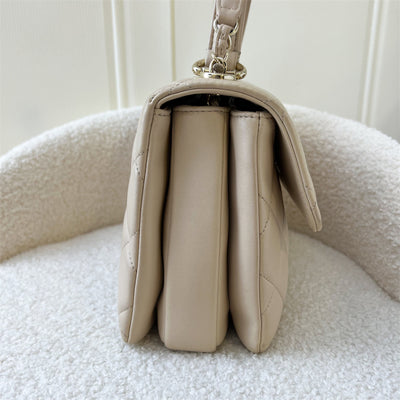 Chanel Small Trendy CC Top Handle Flap in Beige Lambskin in LGHW