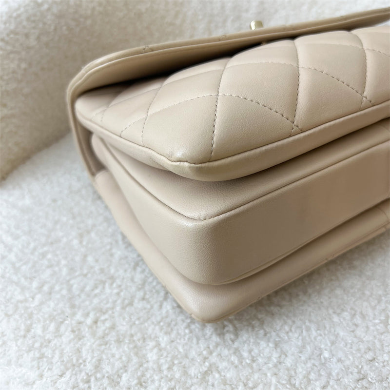 Chanel Small Trendy CC Top Handle Flap in Beige Lambskin in LGHW