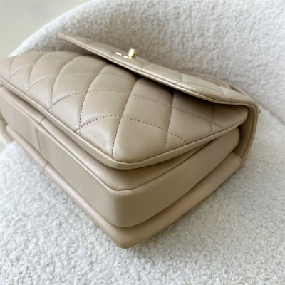 Chanel Small Trendy CC Top Handle Flap in Beige Lambskin in LGHW