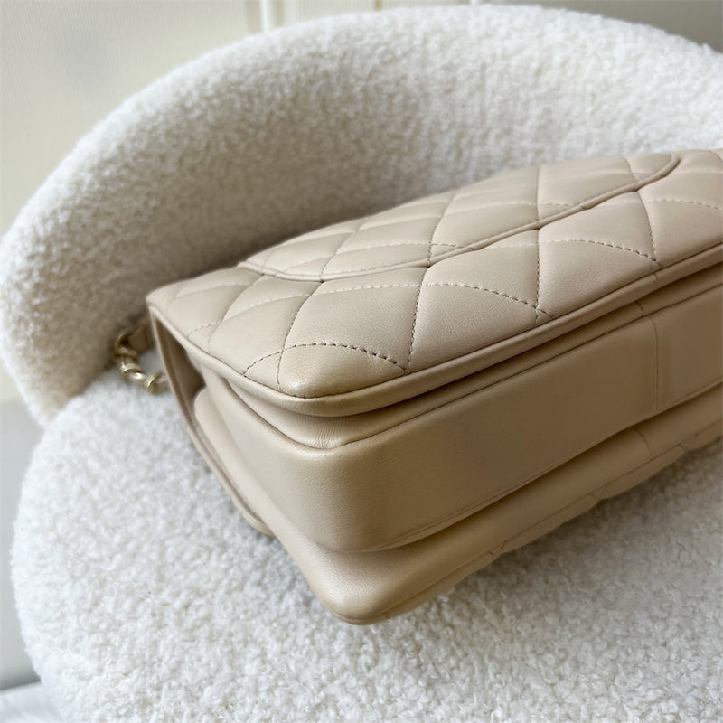 Chanel Small Trendy CC Top Handle Flap in Beige Lambskin in LGHW