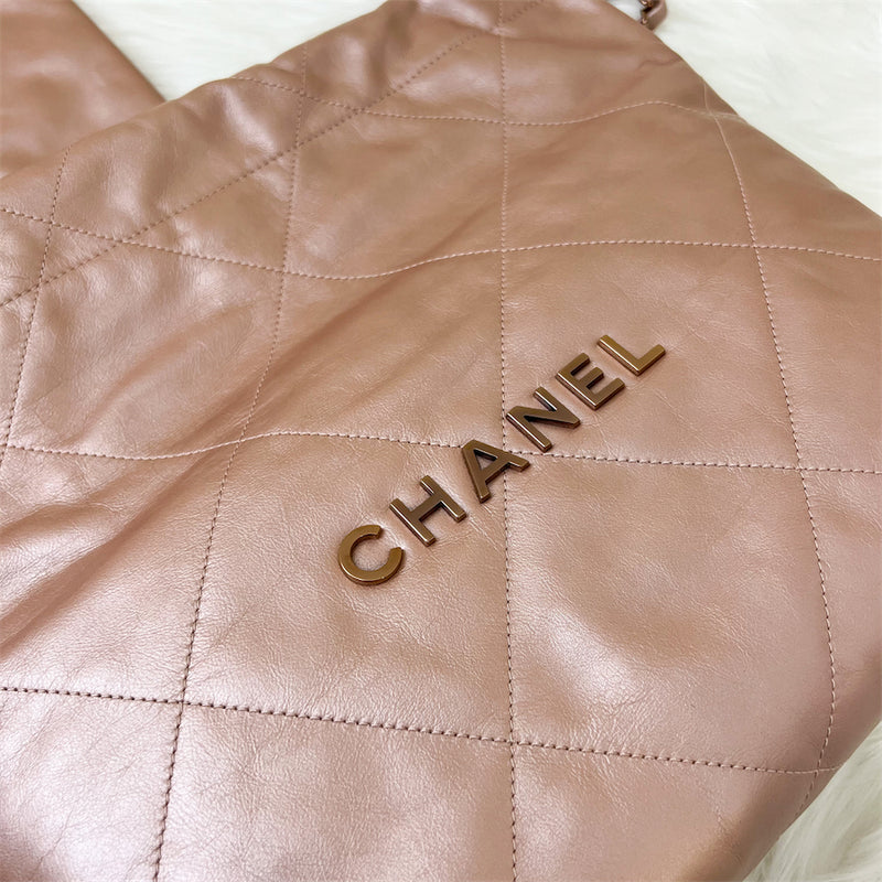 Chanel 22 Small Hobo Bag in Rose Gold Calfskin and RGHW