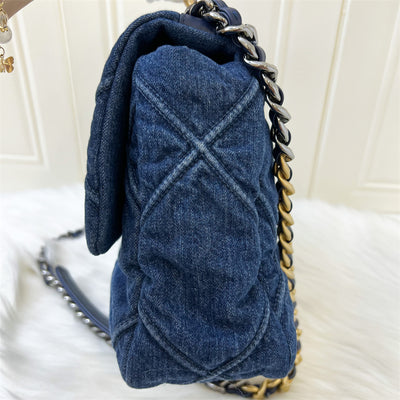 Chanel 19 Medium Flap in Dark Denim and 3-Tone HW