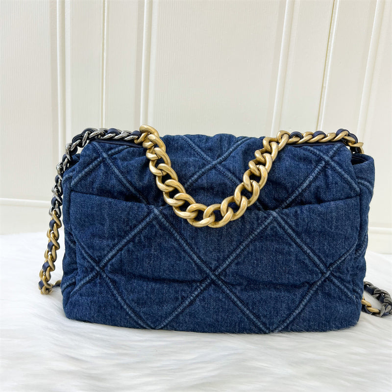 Chanel 19 Medium Flap in Dark Denim and 3-Tone HW