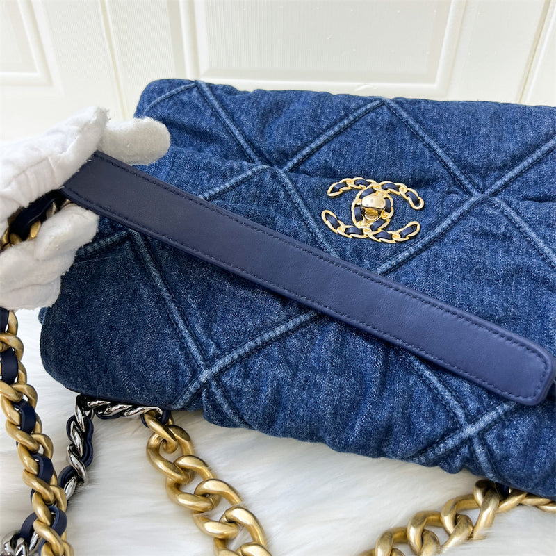 Chanel 19 Medium Flap in Dark Denim and 3-Tone HW