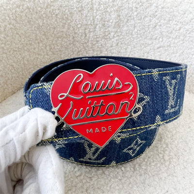 LV x Nigo 40 mm Heart Buckle Belt in Denim and SHW