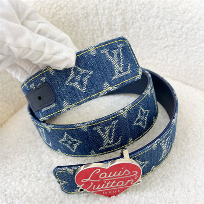 LV x Nigo 40 mm Heart Buckle Belt in Denim and SHW