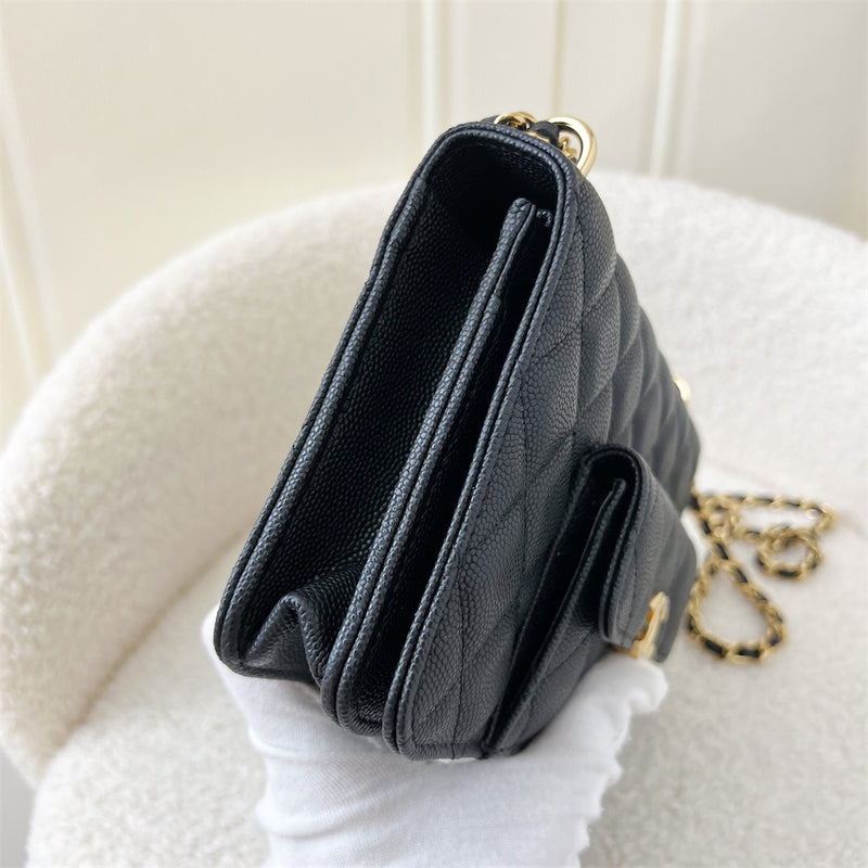 Chanel 22A Seasonal Wallet on Chain WOC in Black Caviar GHW