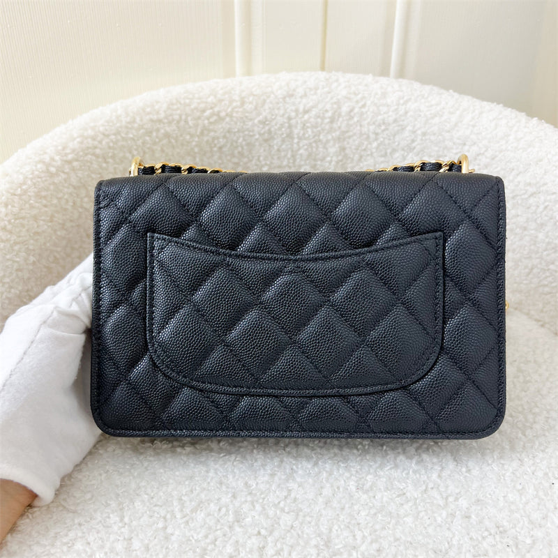 Chanel 22A Seasonal Wallet on Chain WOC in Black Caviar GHW