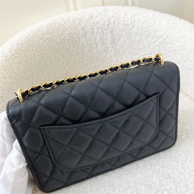 Chanel 22A Seasonal Wallet on Chain WOC in Black Caviar GHW