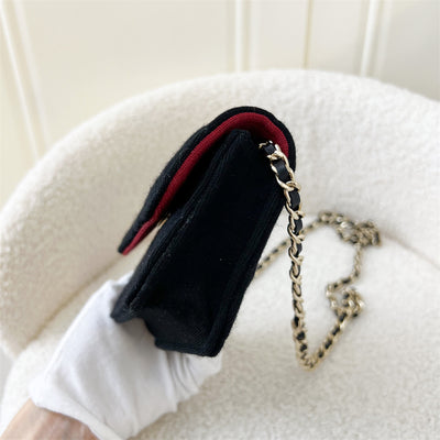 Chanel 2023 VIP Clutch on Chain in Black Jersey and LGHW