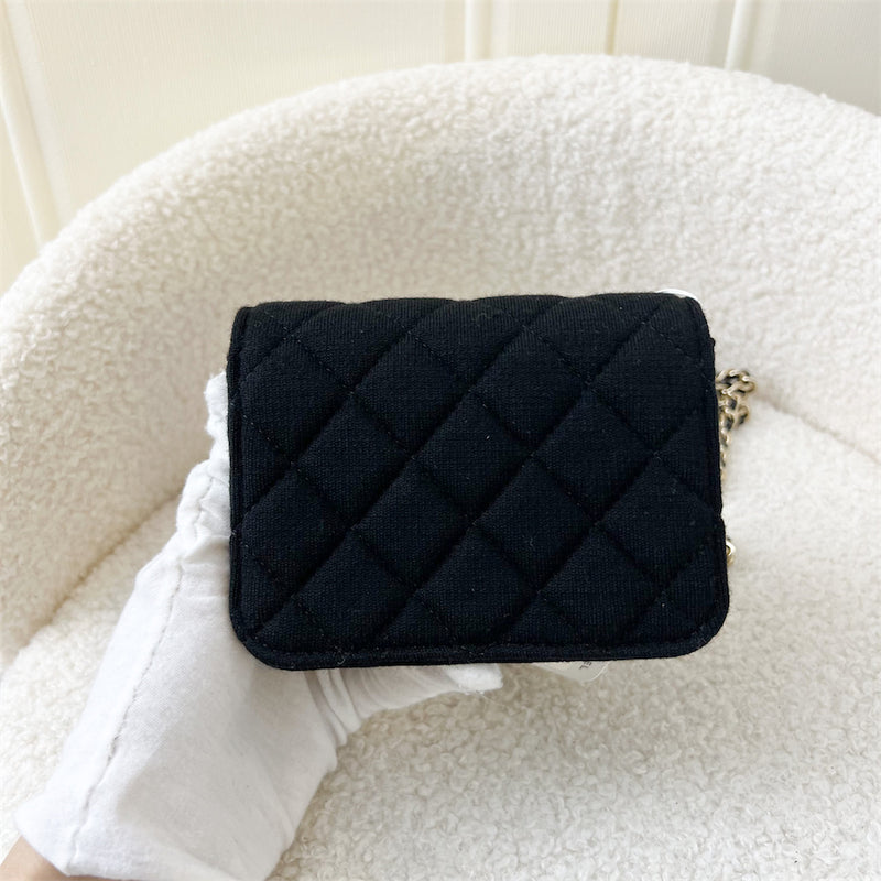 Chanel 2023 VIP Clutch on Chain in Black Jersey and LGHW