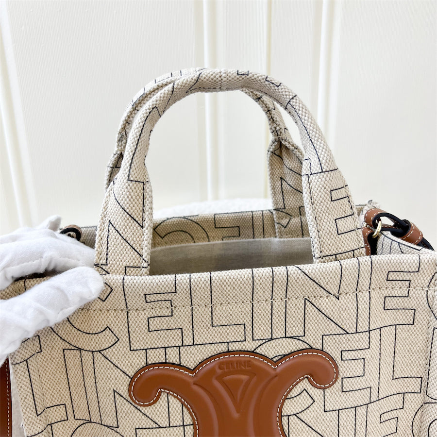 Celine Small Cabas Thais in Celine All-over Print Textile in Natural a ...