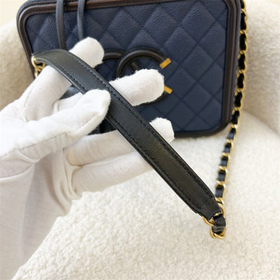 Chanel Medium Filigree Vanity in Navy Blue Caviar, Black Trim and AGHW