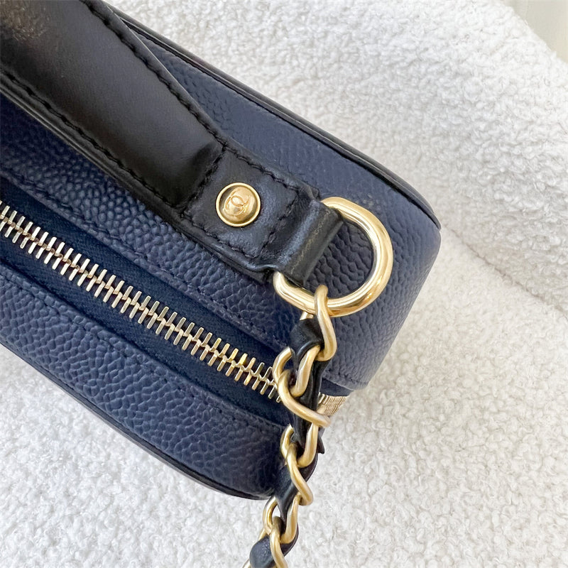 Chanel Medium Filigree Vanity in Navy Blue Caviar, Black Trim and AGHW