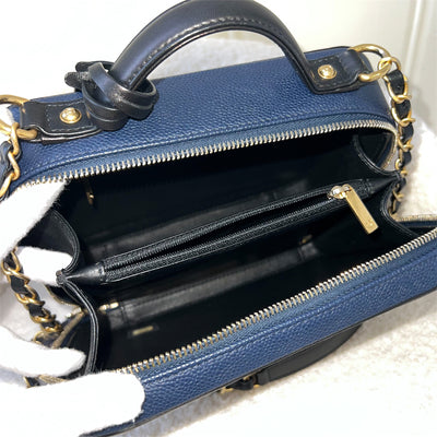 Chanel Medium Filigree Vanity in Navy Blue Caviar, Black Trim and AGHW