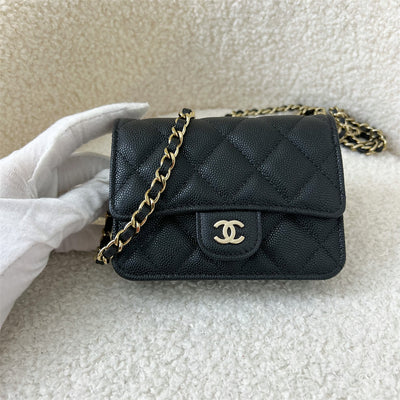 Chanel Micro / Mini Clutch on Chain in Black Caviar LGHW