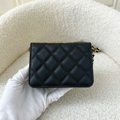 Chanel Micro / Mini Clutch on Chain in Black Caviar LGHW