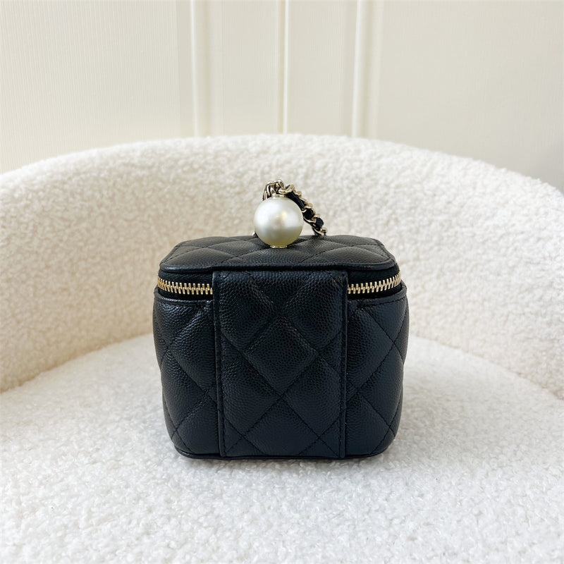 Chanel Seasonal Mini Cube Vanity with Chain in Black Caviar LGHW