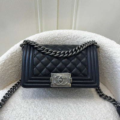 Chanel Small Boy Flap in Black Caviar RHW