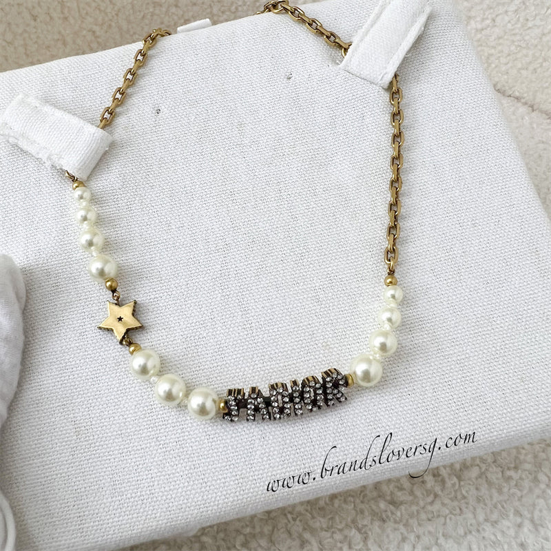 Dior Necklace with Pearls and Crystals GHW