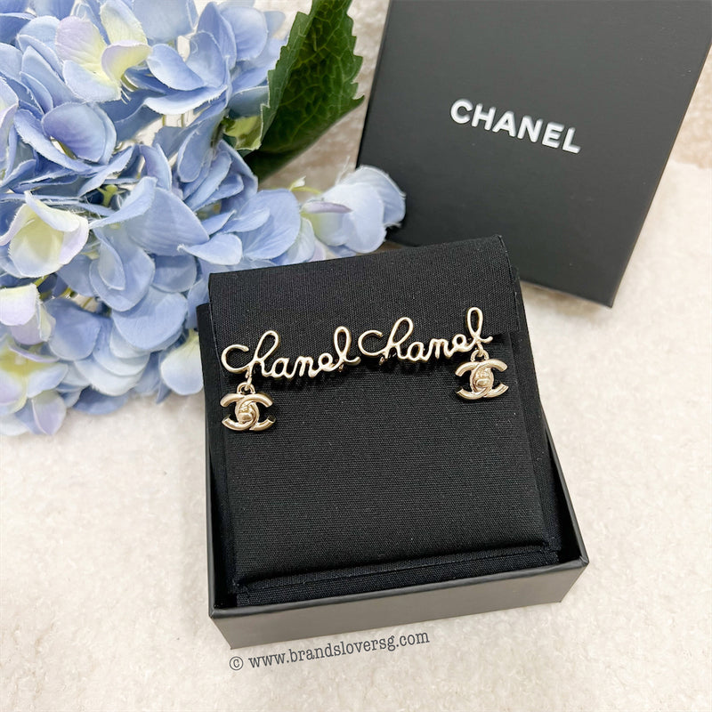 Chanel 21P CC and Cursive Script Clip On Earrings
