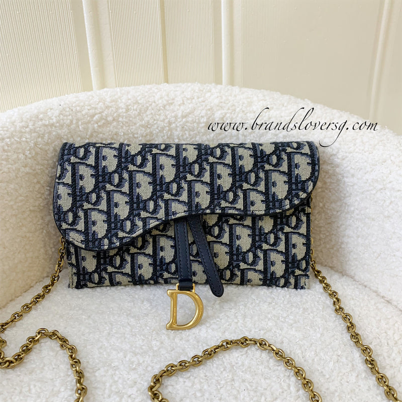 Dior Saddle 2-in-1 Long Wallet with Chain in Oblique Canvas AGHW