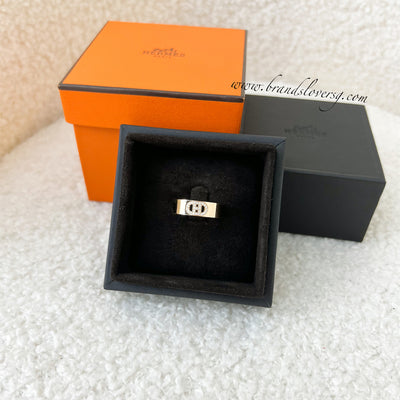 Hermes H D'ancre Small Model Ring with Diamonds and in 18K Rose Gold