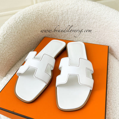 Hermes Oran Sandals in White Sz 35.5