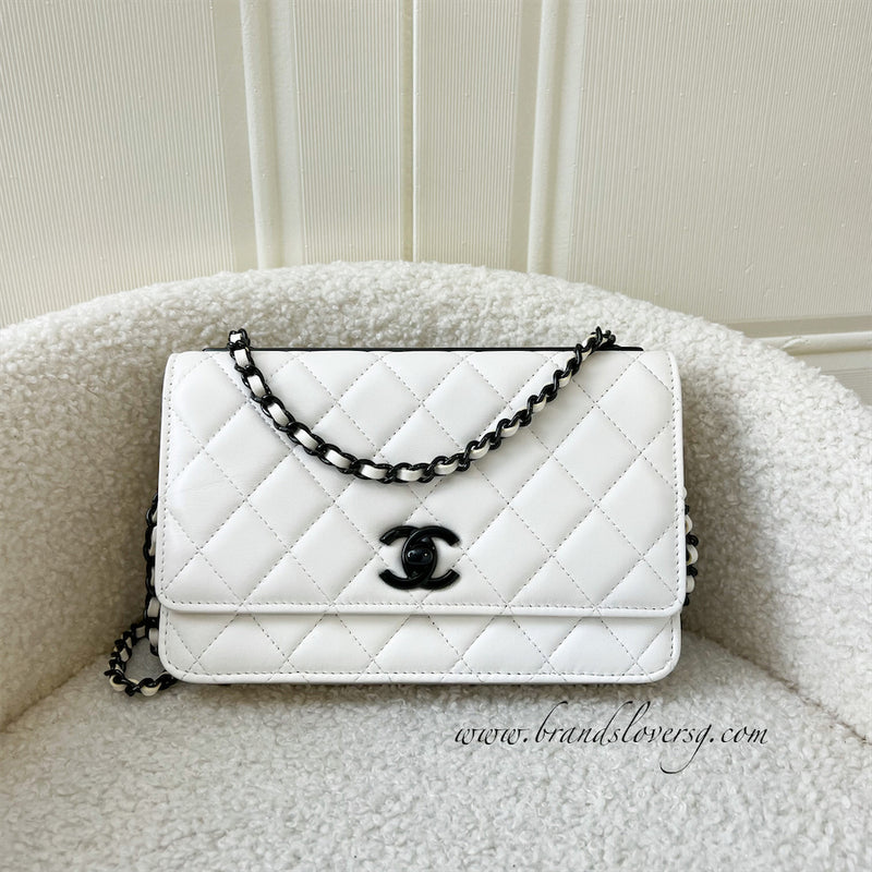 chanel wallet on chain white gold