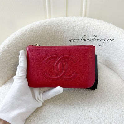 Chanel Mini O-Case with CC Logo in Red Caviar LGHW