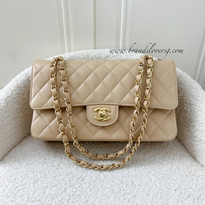 Chanel Caviar Quilted M/L Medium Double Flap Beige Clair Gold Hardware –  Coco Approved Studio