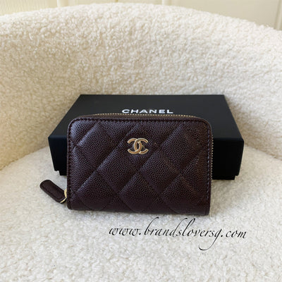 Chanel Classic Zippy Card Holder in 22K Dark Brown Caviar LGHW