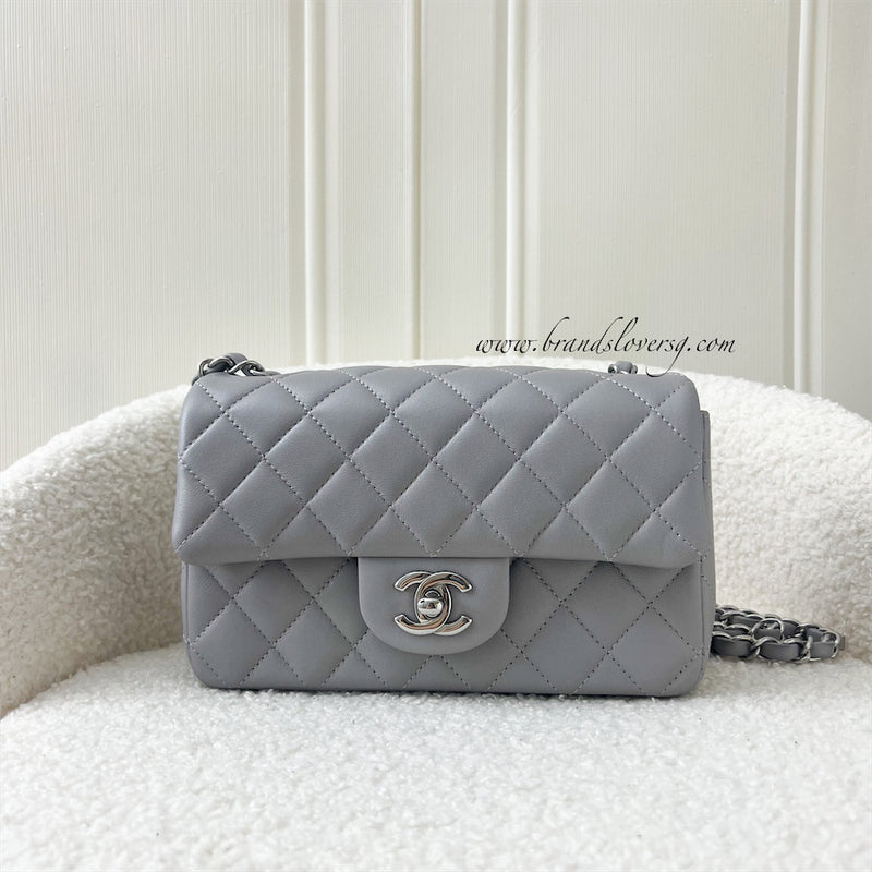 Chanel Classic Mini Rectangle Flap in 21B Grey Lambskin and SHW