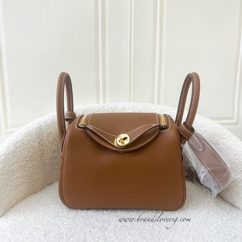 Hermes Mini Lindy in Gold Clemence Leather GHW