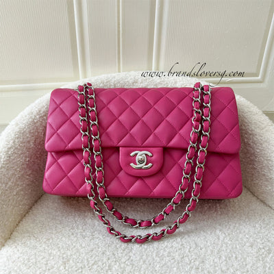 Chanel Medium Classic Flap CF in Hot Pink Fuchsia Lambskin SHW