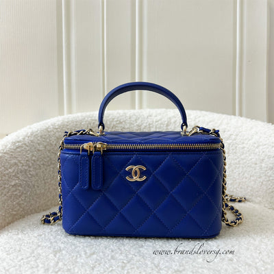 Chanel Top Handle Small Vanity in 21K Electric Blue Lambskin LGHW