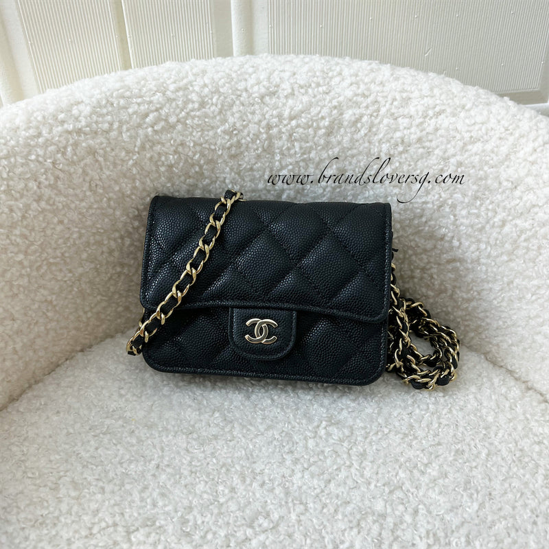 Chanel Micro / Mini Clutch on Chain in Black Caviar LGHW