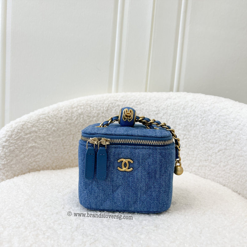 Chanel Pearl Crush Mini Cube Vanity in Denim AGHW