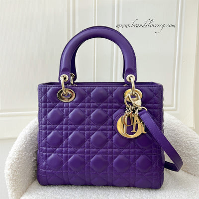 Dior Medium Lady Dior in Purple Lambskin LGHW