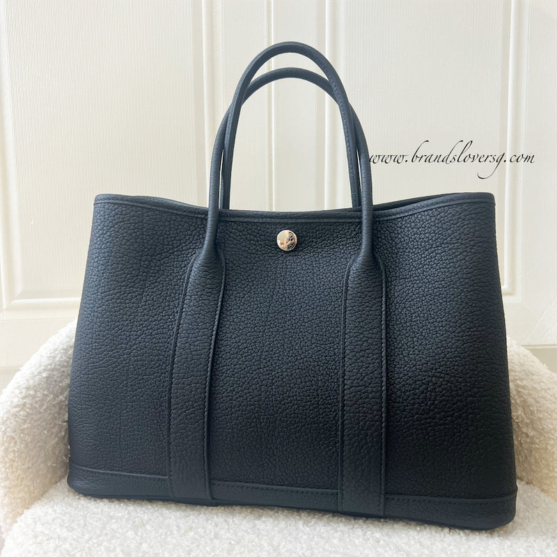 Hermes Garden Party 30 GP30 in Noir Black Negonda Leather PHW