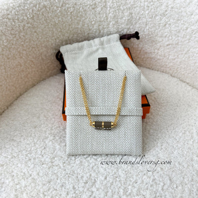Hermes Charniere PM Necklace in Etoupe and GHW