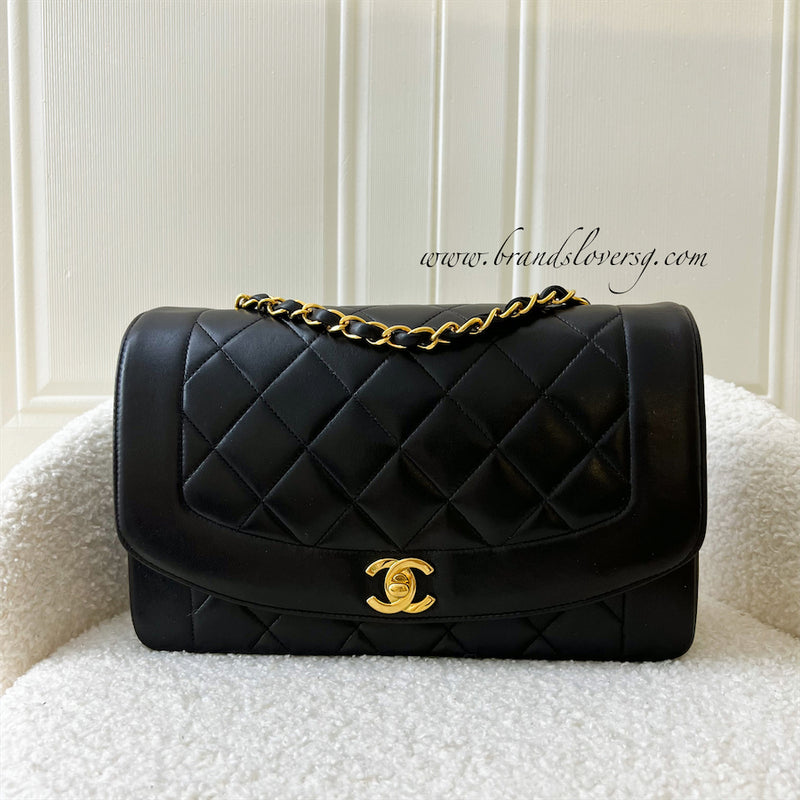 Chanel Medium Diana in Black Lambskin 24K Plated GHW