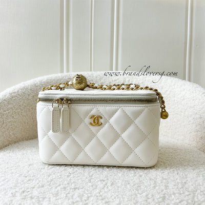 Chanel Pearl Crush Small Vanity in White Lambskin AGHW