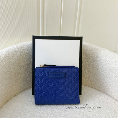 Gucci GG Bifold Wallet in Blue Calfskin and LGHW