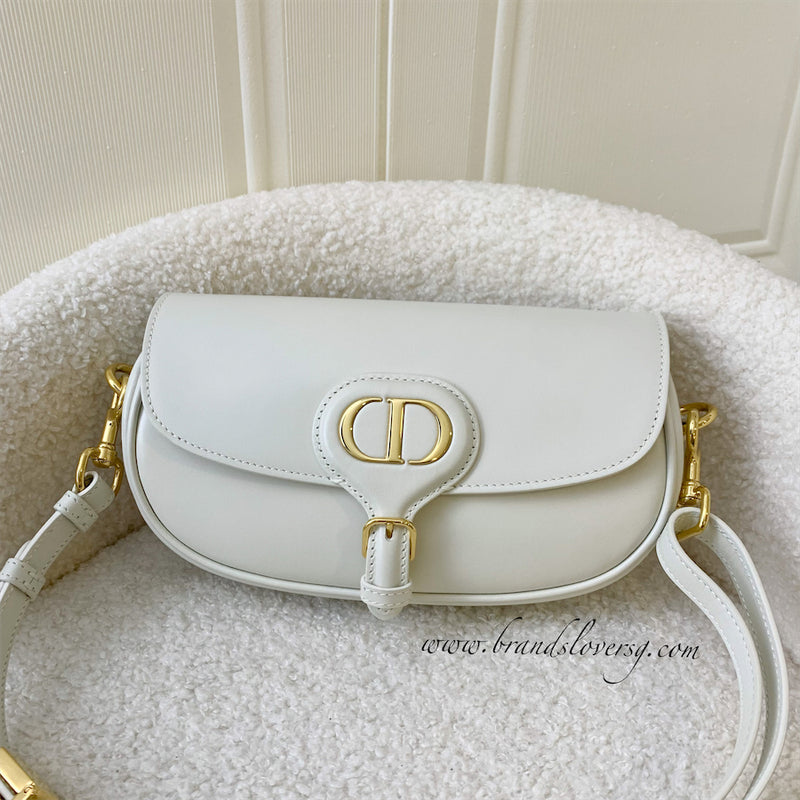 Dior Bobby East West Bag in Latte (Ivory) Box Calfskin and AGHW